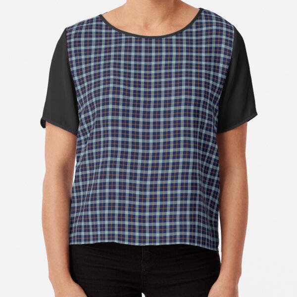 Blue and Brown Plaid Chiffon Top