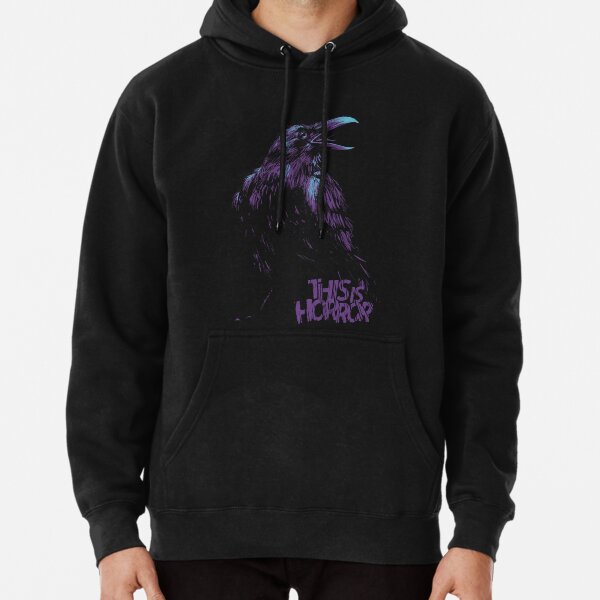This Is Horror Classic Purple on Black Raven Pullover Hoodie