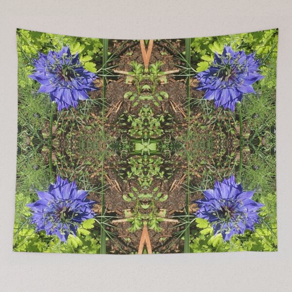 Item preview, Botanical, Divine -  Sapphire Love-in-the-Mist, last Autumn Blooms in Emerald Gardens designed and sold by RoseAromas.