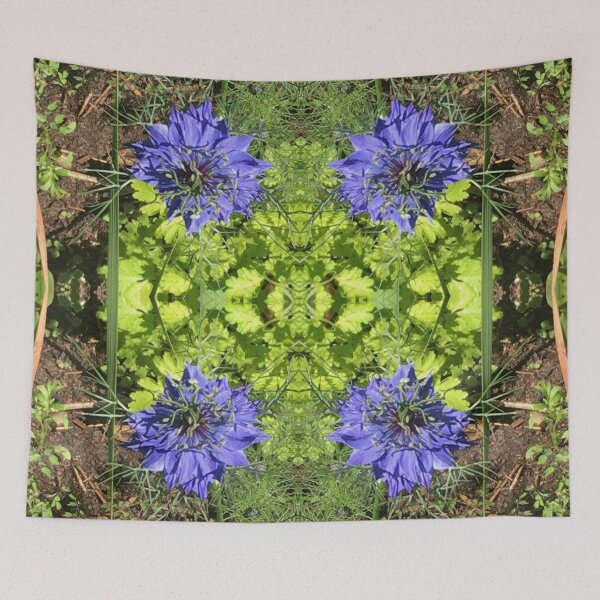 Item preview, Botanical, Divine -  Sapphire Love-in-the-Mist, last Autumn Blooms in Emerald Gardens designed and sold by RoseAromas.