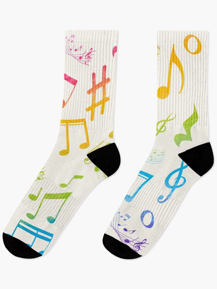 Thumbnail 1 of 5, Socks, Colorful musical notes pattern designed and sold by IONcreatION.
