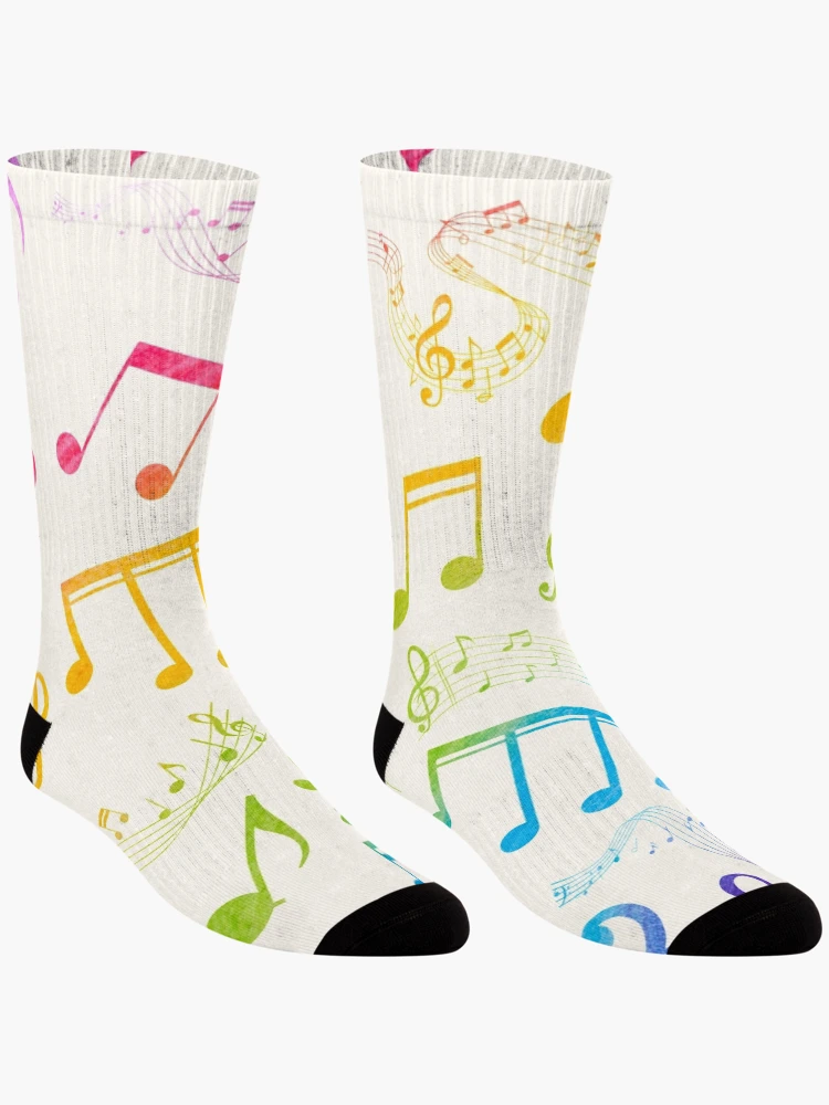 Thumbnail 3 of 5, Socks, Colorful musical notes pattern designed and sold by IONcreatION.
