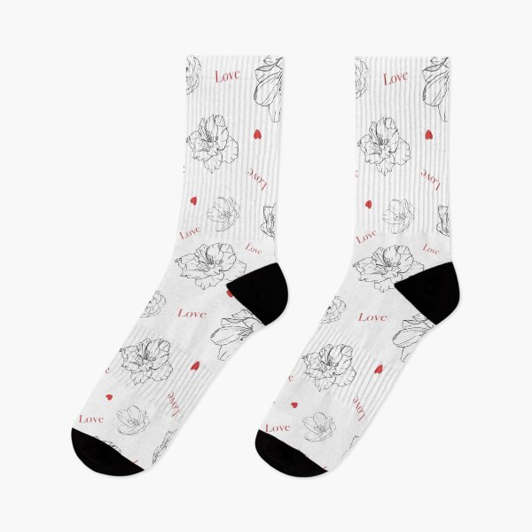 Item preview, Flower outline pattern with azalea red words and hearts. designed and sold by Ovs-yanka.