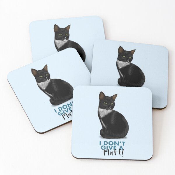 Item preview, I Don't Give a Fluff! - Black and White Cat designed and sold by Kittys-Art.