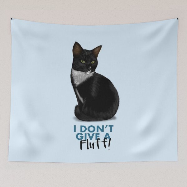 Item preview, I Don't Give a Fluff! - Black and White Cat designed and sold by Kittys-Art.