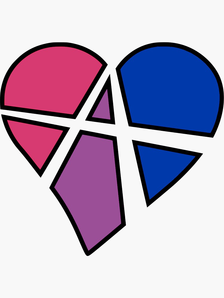 Thumbnail 3 of 3, Sticker, Bisexual Relationship Anarchy Heart (White) designed and sold by polyphiliashop.