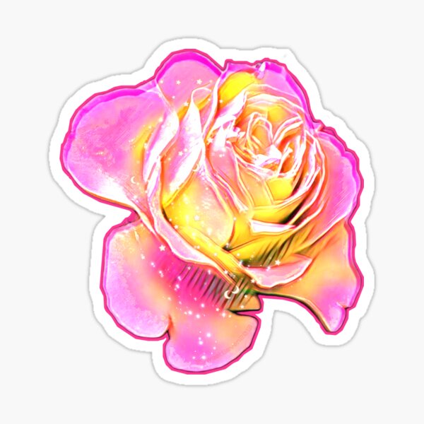 Pink&Yellow Spring Rose Sticker Sticker