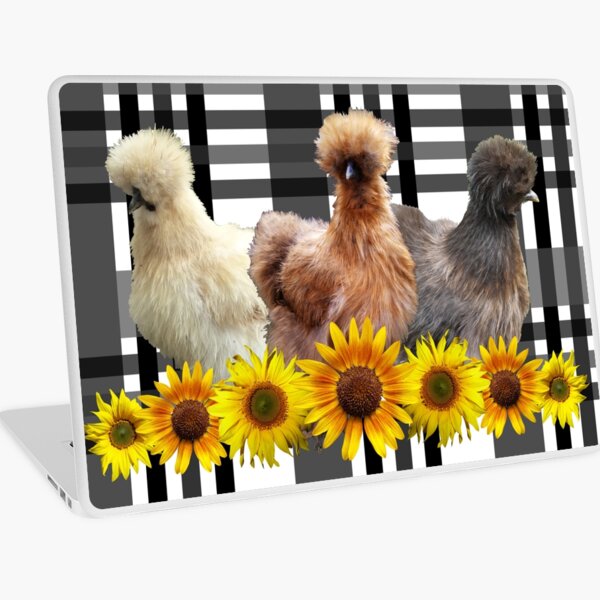Item preview, Trio de poulet bantam Silkie Farmhouse avec tournesols sur carreaux noir et blanc designed and sold by StandoutSilkies.