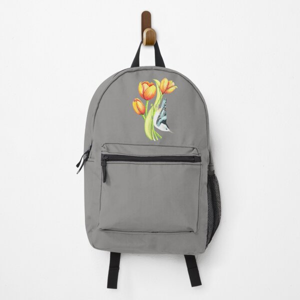 Item preview, Nuthatch on orange Tulips designed and sold by ColorSplendor.