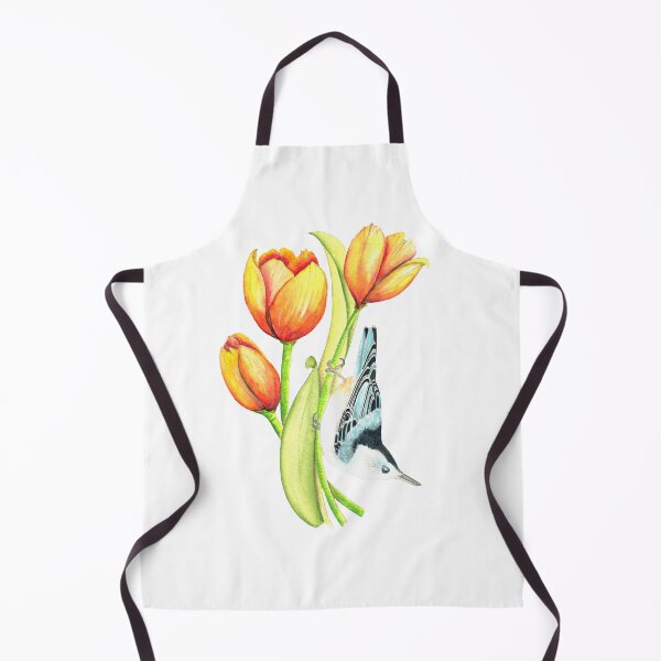Item preview, Nuthatch on orange Tulips designed and sold by ColorSplendor.