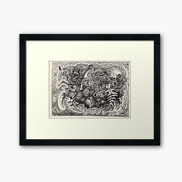 Hybrid Beast ink drawing Framed Art Print