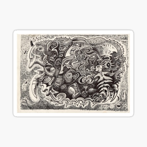 Hybrid Beast ink drawing Sticker