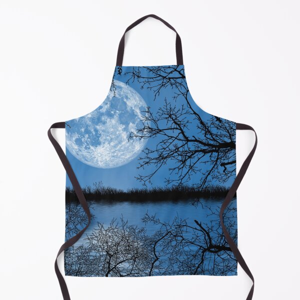 Item preview, Full moon fantasy land dreamy blue midnight river trees silhouette designed and sold by August-E.