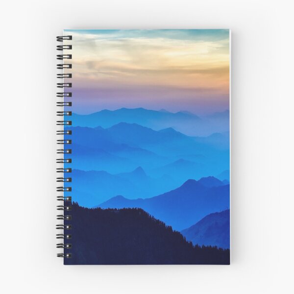 Item preview, Calm shaded sky hills silhouette, blue, orange, yellow pastel sky designed and sold by August-E.