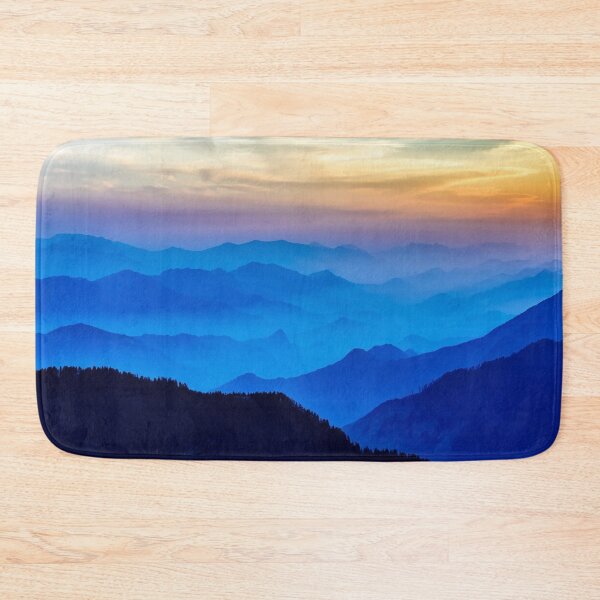 Item preview, Calm shaded sky hills silhouette, blue, orange, yellow pastel sky designed and sold by August-E.