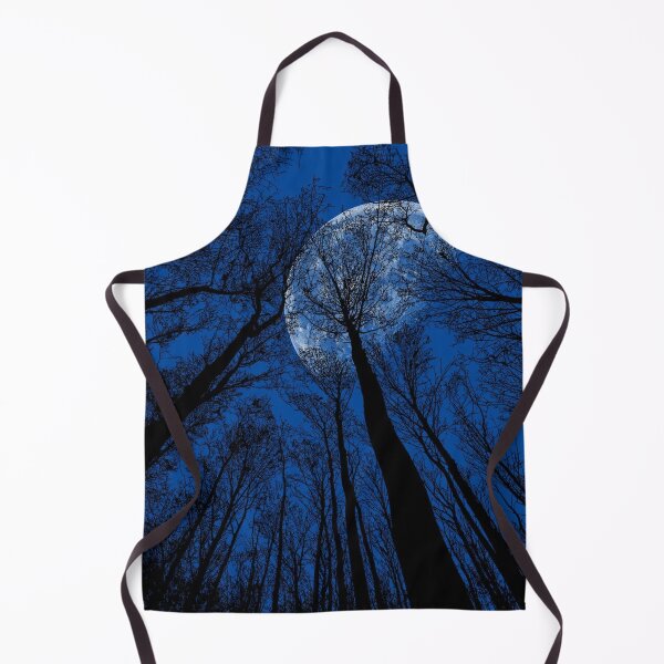 Item preview, Midnight Blue, trees silhouette, dark winter night sky, full moon bloom forest view designed and sold by August-E.