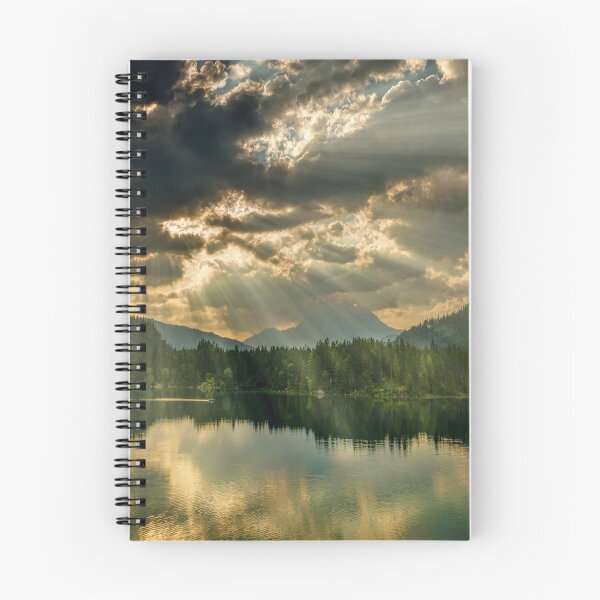 Item preview, Panoramic view of sun rays filtering from clouds, brown, yellow, mountain side calm view designed and sold by August-E.