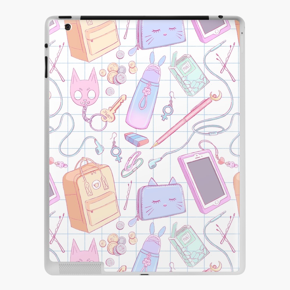 Cahier à spirale avec l'œuvre « Joli motif de papeterie Kawaii pastel » de  l'artiste LonelyBunny