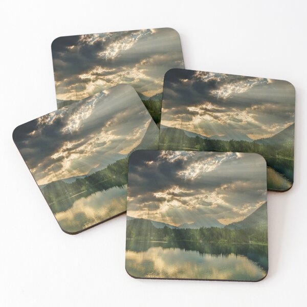 Item preview, Panoramic view of sun rays filtering from clouds, brown, yellow, mountain side calm view designed and sold by August-E.