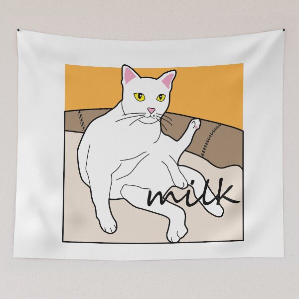 Item preview, white cats milk story. print design. designed and sold by dadamda.