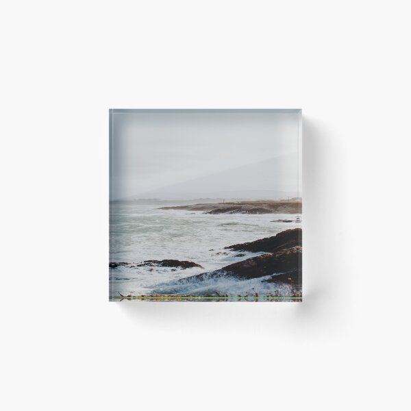 Item preview, Retro movie beach side waves clashing on black rocks, white milky waves, aesthetic vintage view designed and sold by August-E.