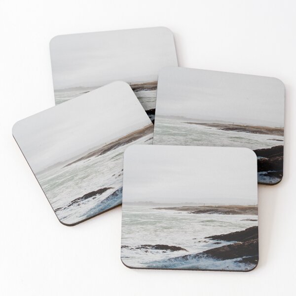 Item preview, Retro movie beach side waves clashing on black rocks, white milky waves, aesthetic vintage view designed and sold by August-E.