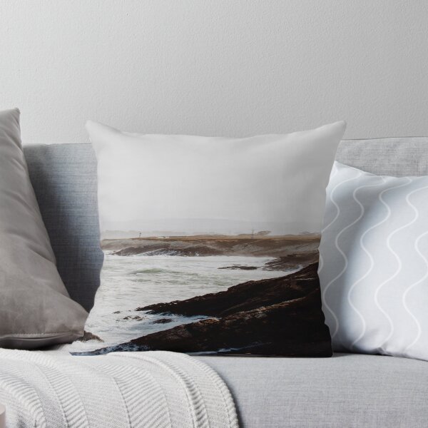 Item preview, Retro movie beach side waves clashing on black rocks, white milky waves, aesthetic vintage view designed and sold by August-E.