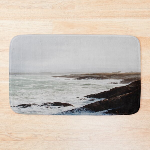 Item preview, Retro movie beach side waves clashing on black rocks, white milky waves, aesthetic vintage view designed and sold by August-E.