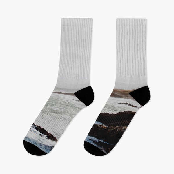 Item preview, Retro movie beach side waves clashing on black rocks, white milky waves, aesthetic vintage view designed and sold by August-E.