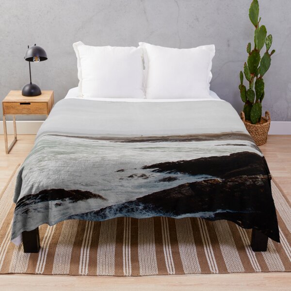 Item preview, Retro movie beach side waves clashing on black rocks, white milky waves, aesthetic vintage view designed and sold by August-E.