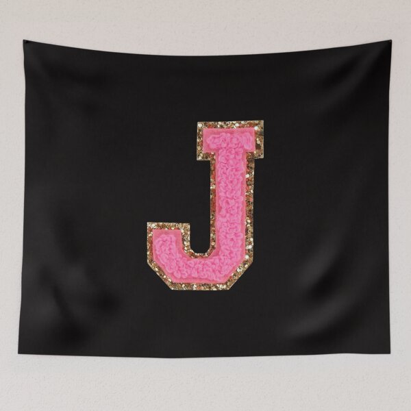 Item preview, J - Bubblegum Glitter Varsity Letter Patches designed and sold by Monograms Ultd.