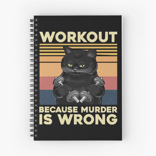 Item preview, Vintage Gym Cat Workout Because Murder Is Wrong Funny designed and sold by MerrittLoft33.