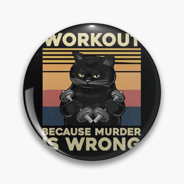 Item preview, Vintage Gym Cat Workout Because Murder Is Wrong Funny designed and sold by MerrittLoft33.