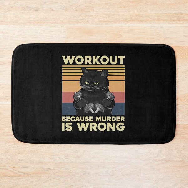 Item preview, Vintage Gym Cat Workout Because Murder Is Wrong Funny designed and sold by MerrittLoft33.