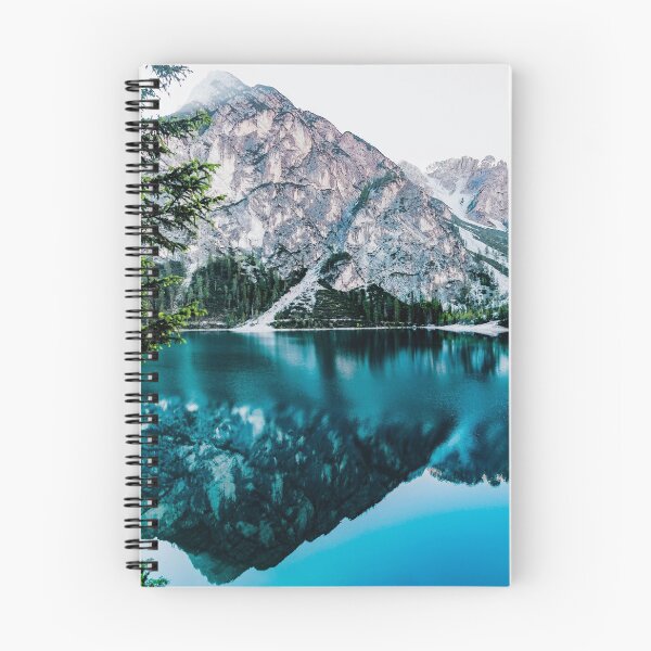 Item preview, Ice Blue Panoramic view, winter chill ice mountains, pure teal blue lake and pines, nature art photography morning calm view designed and sold by August-E.