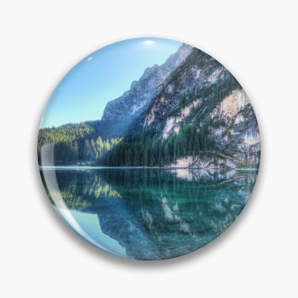Item preview, Cold Ice Blue Panoramic view, winter chill ice hills, pure teal blue lake and conifers, nature art photography morning aesthetic view designed and sold by August-E.