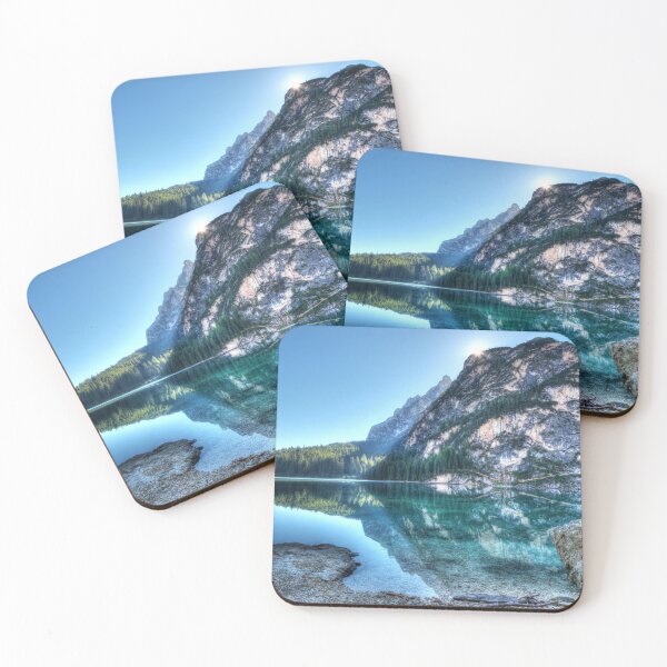 Item preview, Cold Ice Blue Panoramic view, winter chill ice hills, pure teal blue lake and conifers, nature art photography morning aesthetic view designed and sold by August-E.