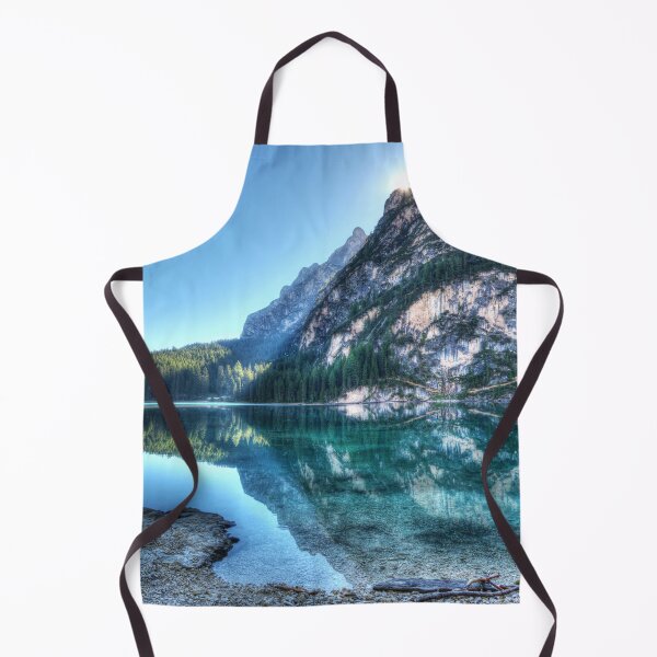 Item preview, Cold Ice Blue Panoramic view, winter chill ice hills, pure teal blue lake and conifers, nature art photography morning aesthetic view designed and sold by August-E.