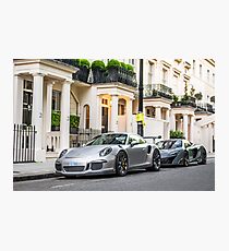 Porsche 991 GT3RS vs McLaren 675LT Photographic Print