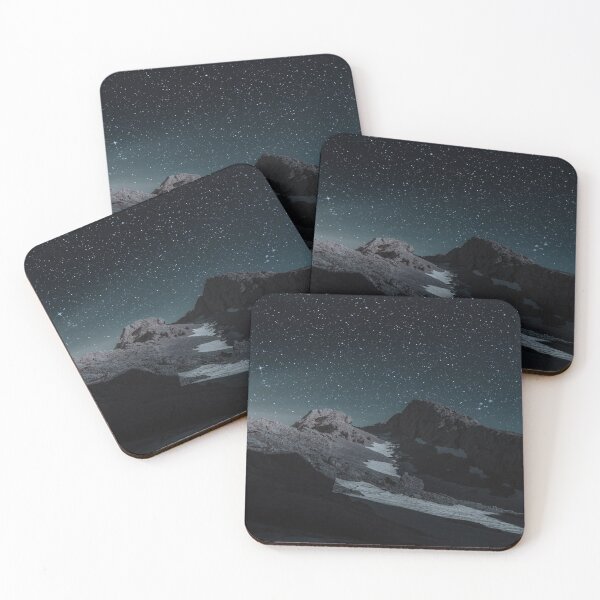 Item preview, Midnight starry dark Blue black ice hills, dark winter shiny night sky, fantasy land designed and sold by August-E.