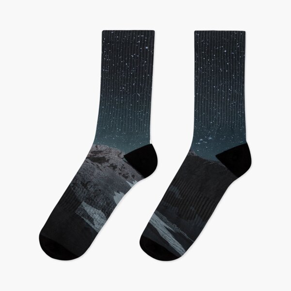 Item preview, Midnight starry dark Blue black ice hills, dark winter shiny night sky, fantasy land designed and sold by August-E.