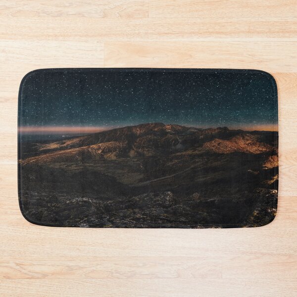Item preview, Starry black sky, dark rock mountains golden midnight designed and sold by August-E.