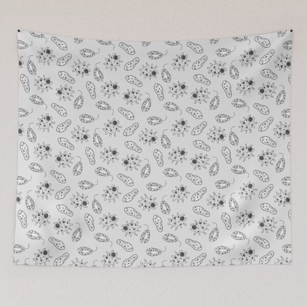 Item preview, Black and White Microbes on Grey designed and sold by fogoosherie.