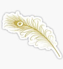Fancy Metallic Peacock Feather Gold Sticker