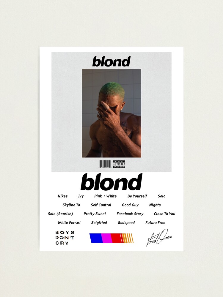 Frank Ocean Blonde Album Tracklist Photographic Print By Sblankdesigns Redbubble 7634