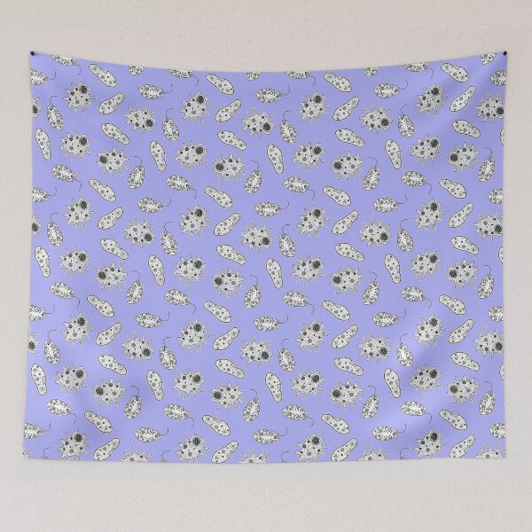Item preview, Black and White Microbes on Blue designed and sold by fogoosherie.