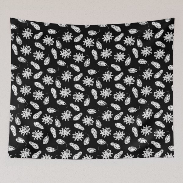 Item preview, Black and White Microbes on Black designed and sold by fogoosherie.