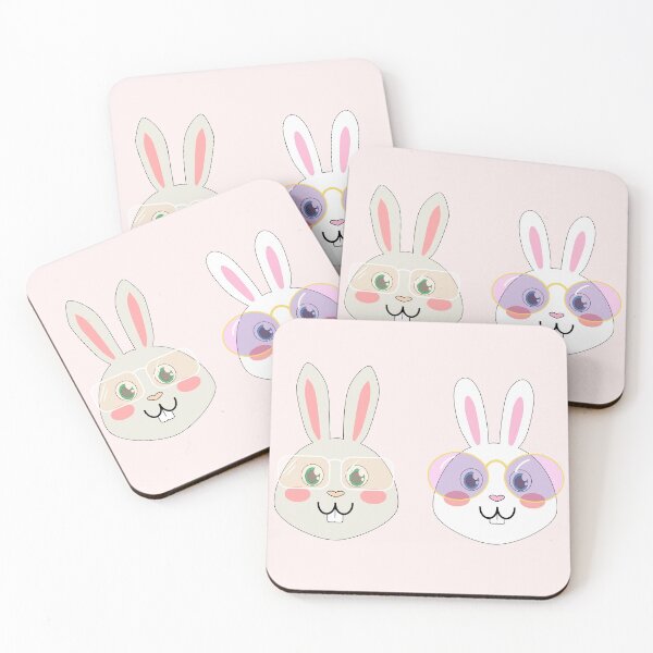 Item preview, Bunny with glasses, Rabbit with glasses, endless pattern, White And Grey Retro, gray, Kawaii Pink designed and sold by bubbley2021.