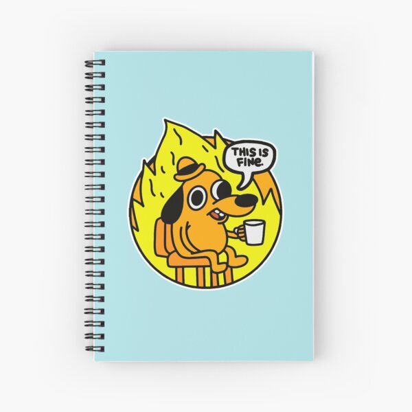 This is Fine Doggo | This is Fine Dog | This is Fine Meme Spiral Notebook