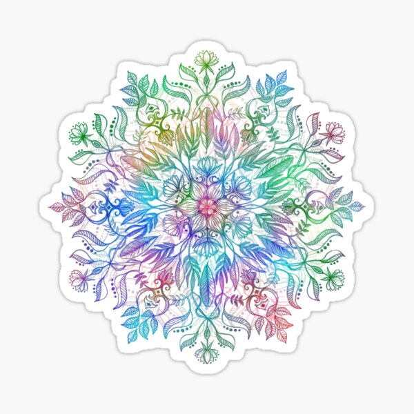 Nature Mandala in Rainbow Hues Sticker